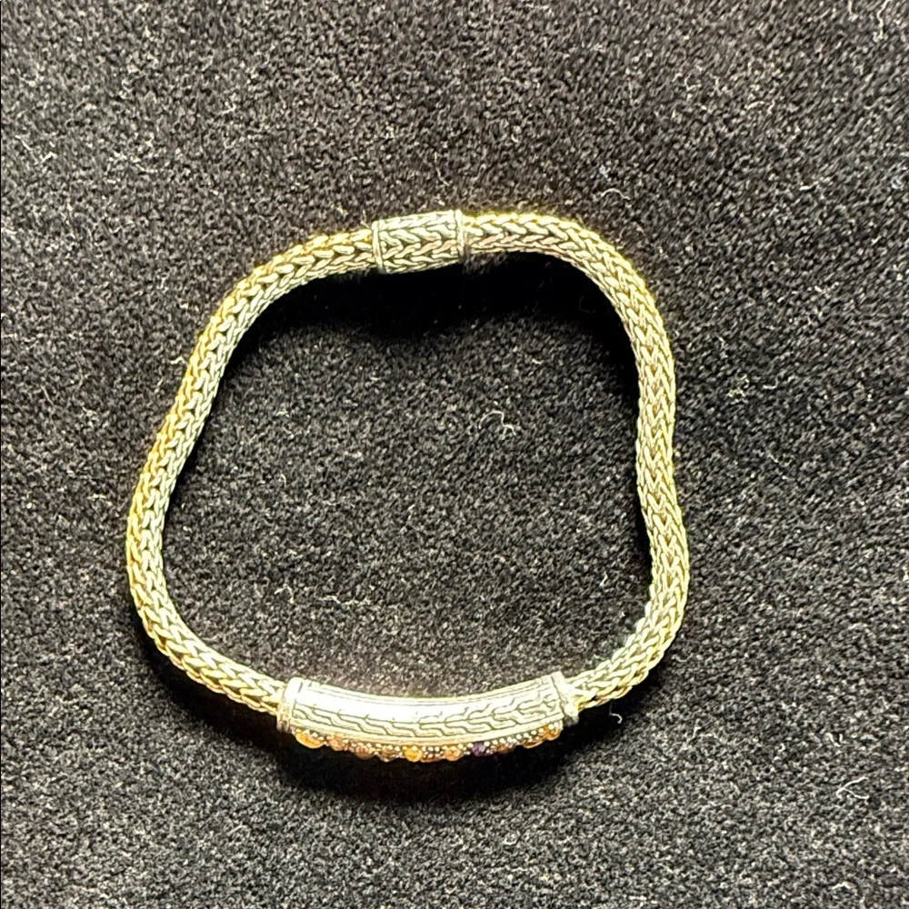 John Hardy 18k Gold and Silver Bracelet with With Yellow and Purple Stones